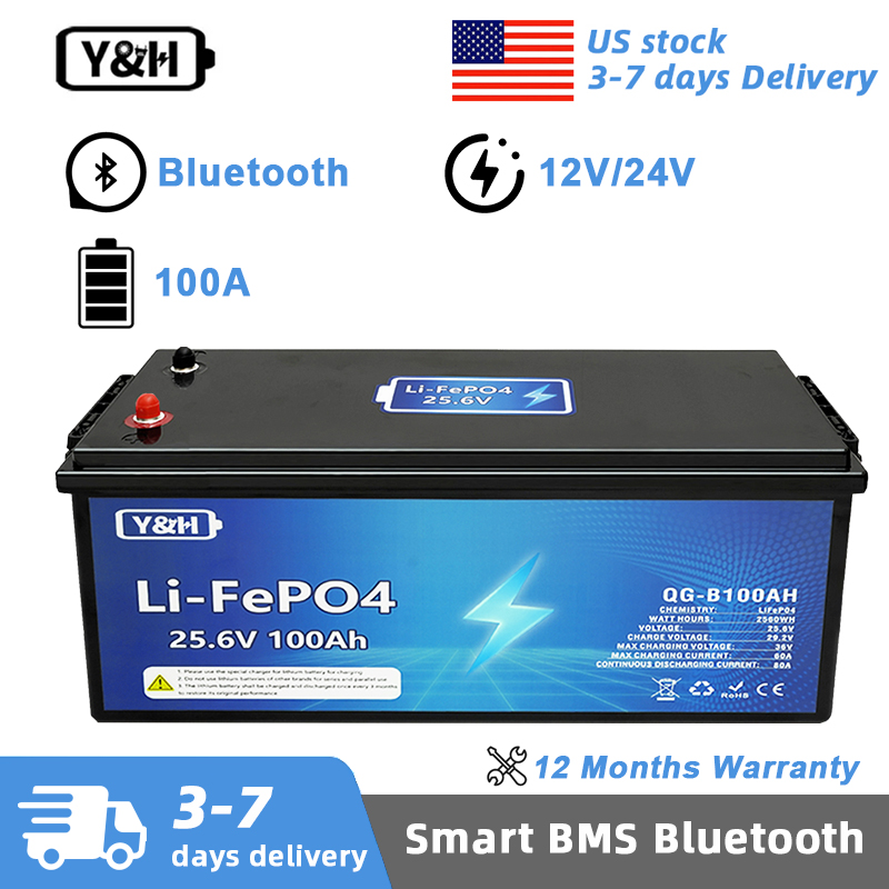 [Local Delivery] Y&H 12V 24V 1 - đánh giá và giá Lifepo4 12V 100Ah Bms Bluetooth