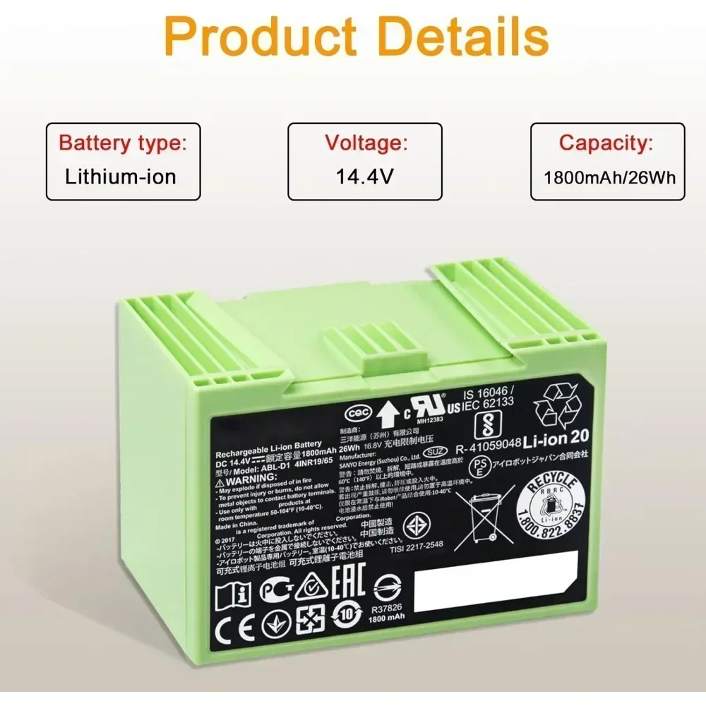 For iRobot Roomba i7 Rechargea - đánh giá và giá 4S Lipo Battery 14.8V 6000Mah